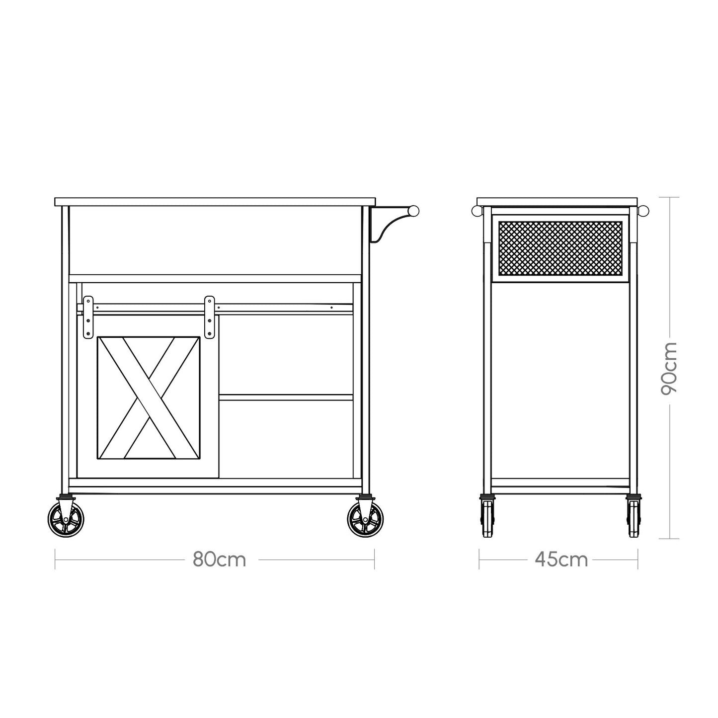 Kitchen Cart with Open Storage Shelf,Bar cart,K1004