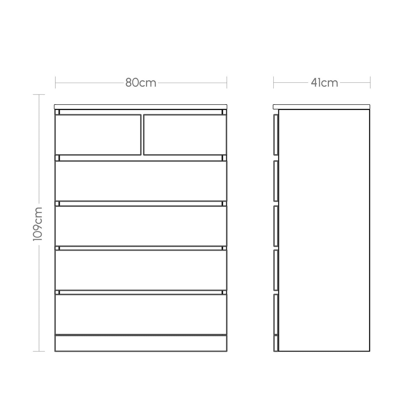 6 Drawer Dresser Chest ,White