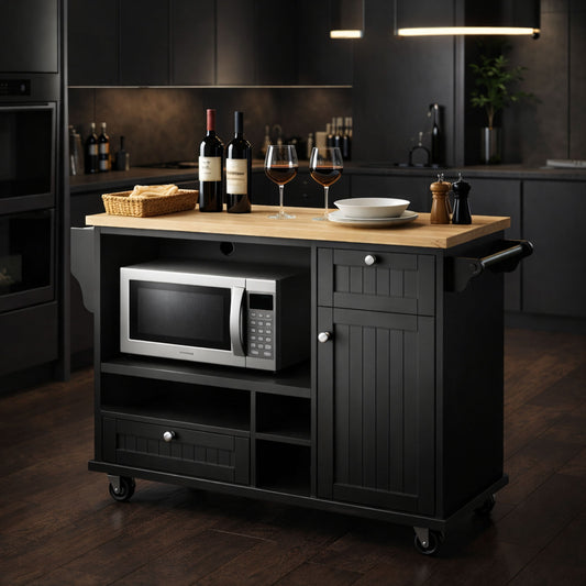 Kitchen Island Cart With Wheels,2 Drawer, K1002