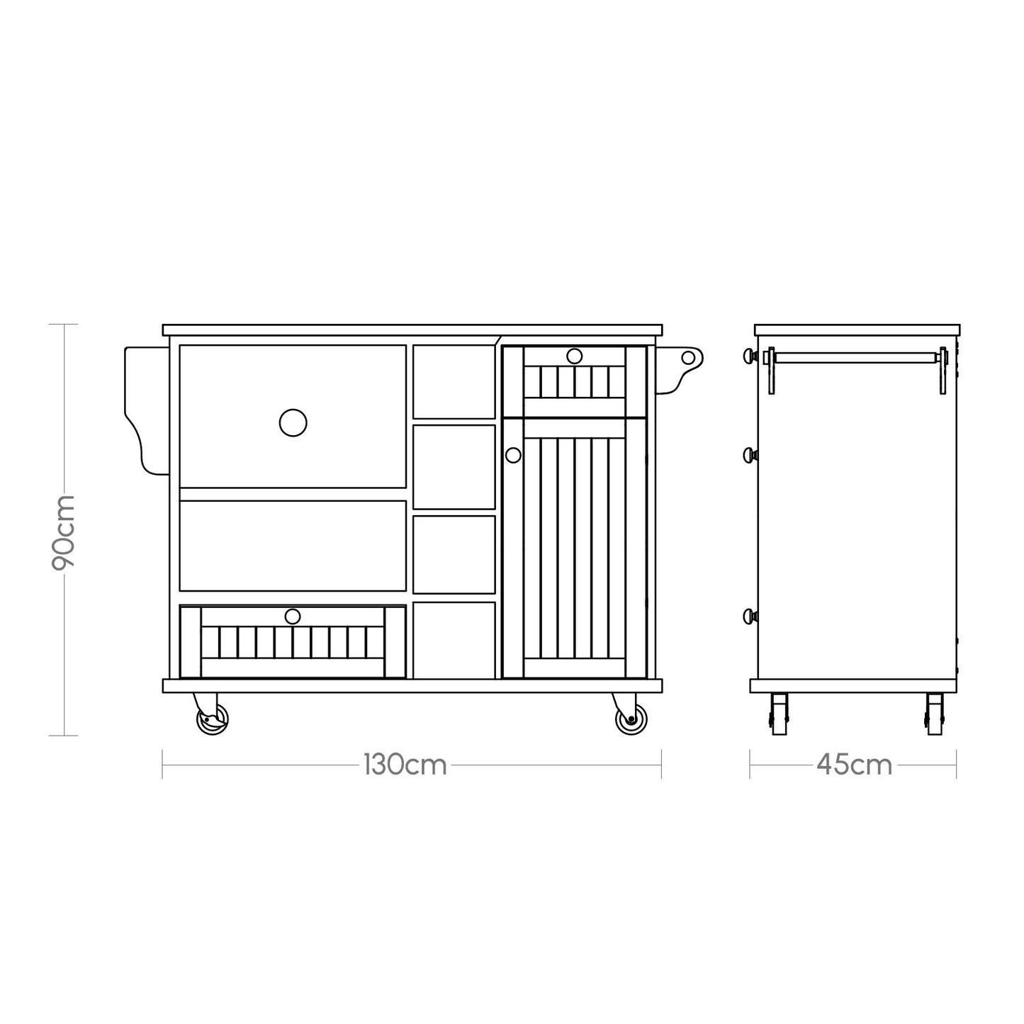 Kitchen Island Cart With Wheels,2 Drawer, K1002