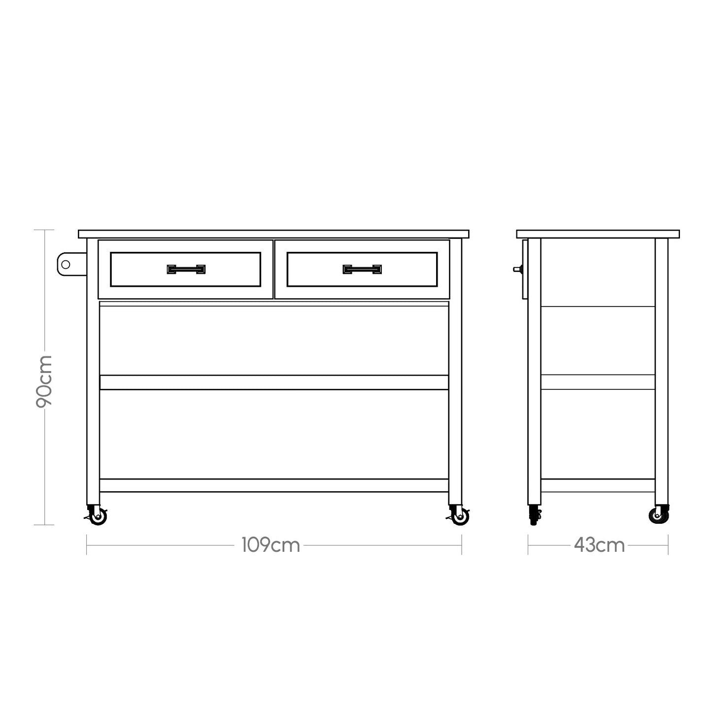 Wood Kitchen Bar Carts with Wheels K1001