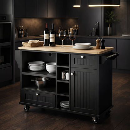 Kitchen Island Cart With Wheels,2 Drawer, K1002