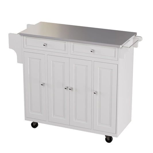 Kitchen Island Cart With Stainless Steel Counter Top,K1003