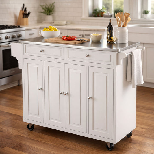 Kitchen Island Cart With Stainless Steel Counter Top,K1003