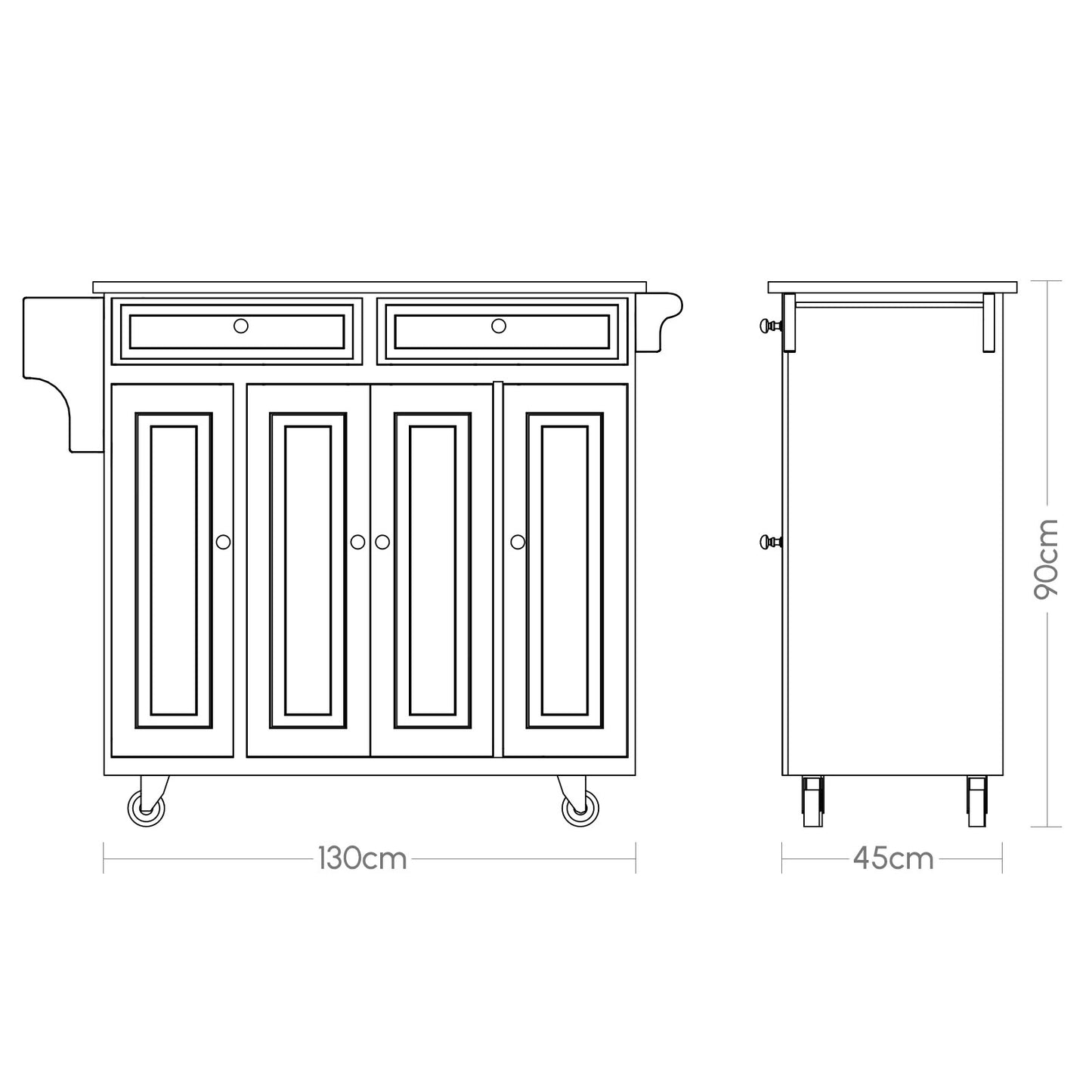 Kitchen Island Cart With Stainless Steel Counter Top,K1003