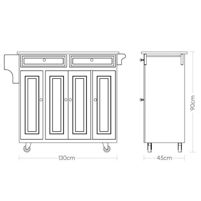 Kitchen Island Cart With Stainless Steel Counter Top,K1003