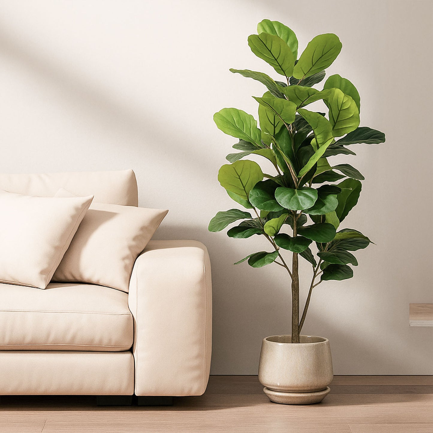 Artificial Fiddle Leaf Fig Tree,Real Touch,5 ft