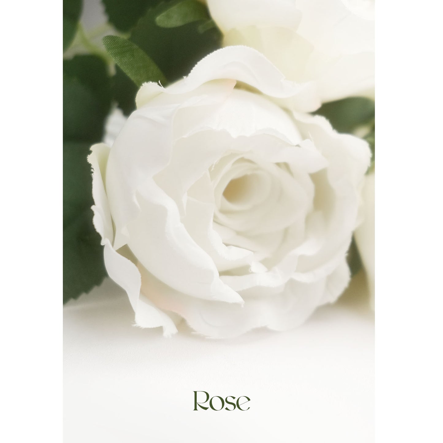 Faux Silk White Roses with 9 Heads,48 cm