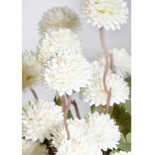 Artificial Pompon Mums Flowers,10 Pcs,White