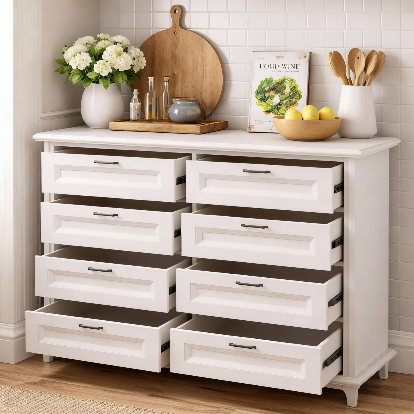 Modern Sideboard Buffet Cabinet with 8 Drawers,K2003